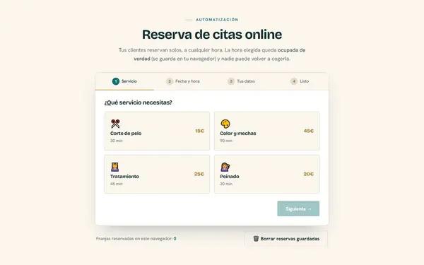 Reserva de una cita paso a paso